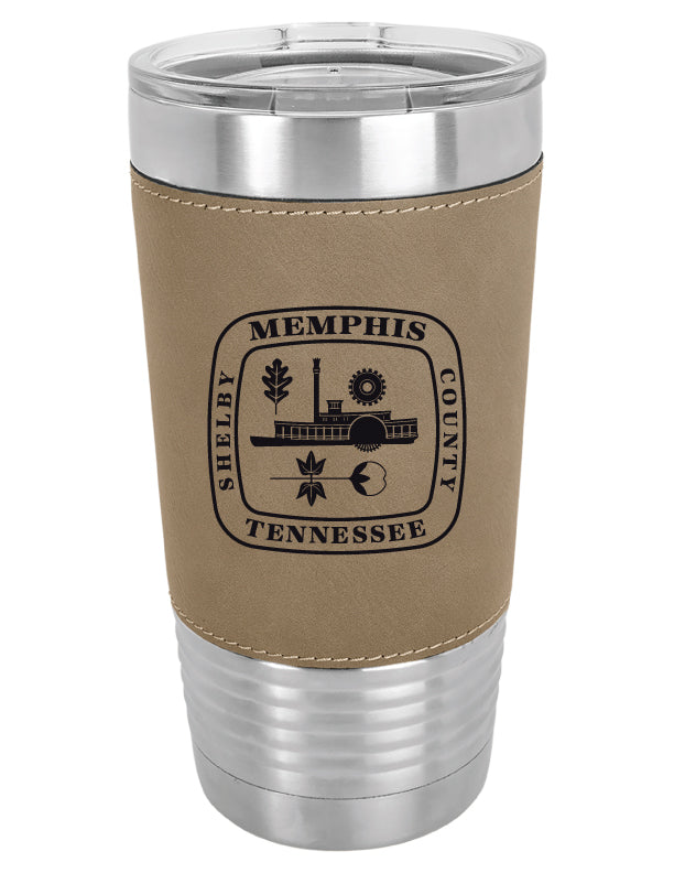 20 oz. Laserable Leatherette Polar Camel Tumbler with Clear Lid
