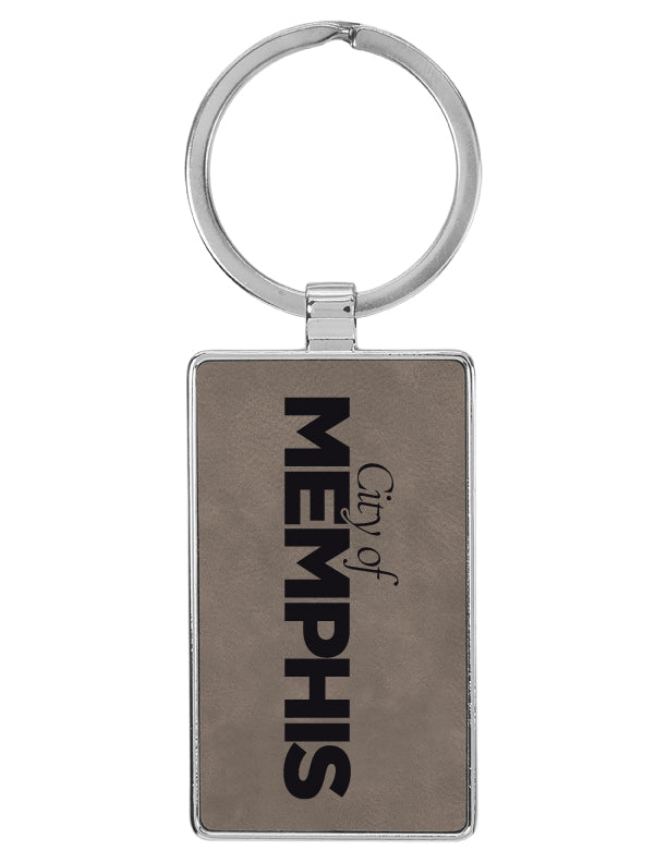 2 3/4" x 1 1/4" Laserable Leatherette Rectangle Keychain