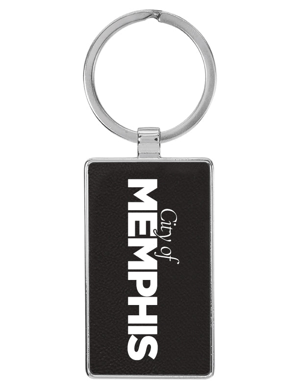 2 3/4" x 1 1/4" Laserable Leatherette Rectangle Keychain