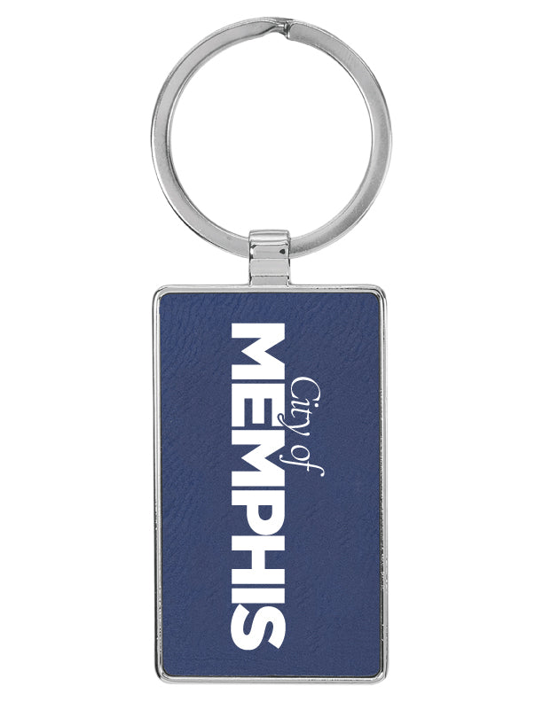 2 3/4" x 1 1/4" Laserable Leatherette Rectangle Keychain
