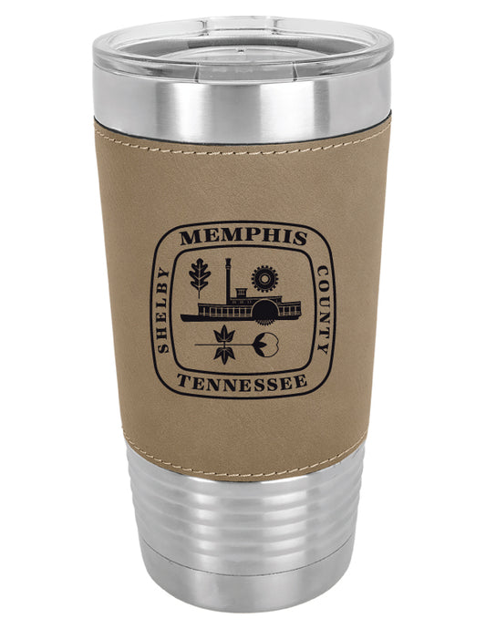 20 oz.  Laserable Leatherette Polar Camel Tumbler with Clear Lid
