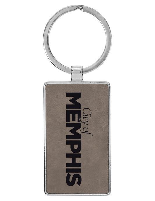 2 3/4" x 1 1/4"  Laserable Leatherette Rectangle Keychain